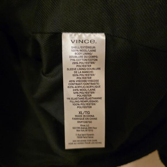 Vince Cozy Wool Quilted Puffer Jacket Navy XL Heavyweight Luxury - Picture 14 of 15